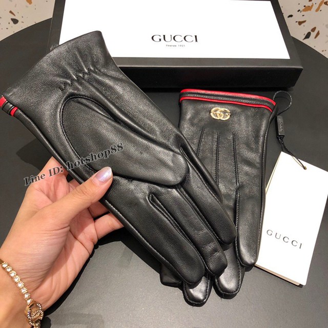 Gucci專櫃新款觸屏女款手套 古馳官網同步女士新款高檔羊皮手套 mmyj1671
